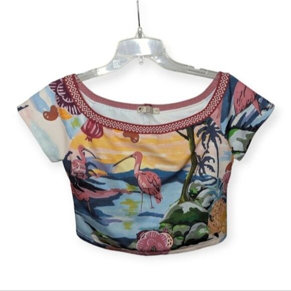 Brazilian flamingo off the shoulder crop top - Picture 1 of 6